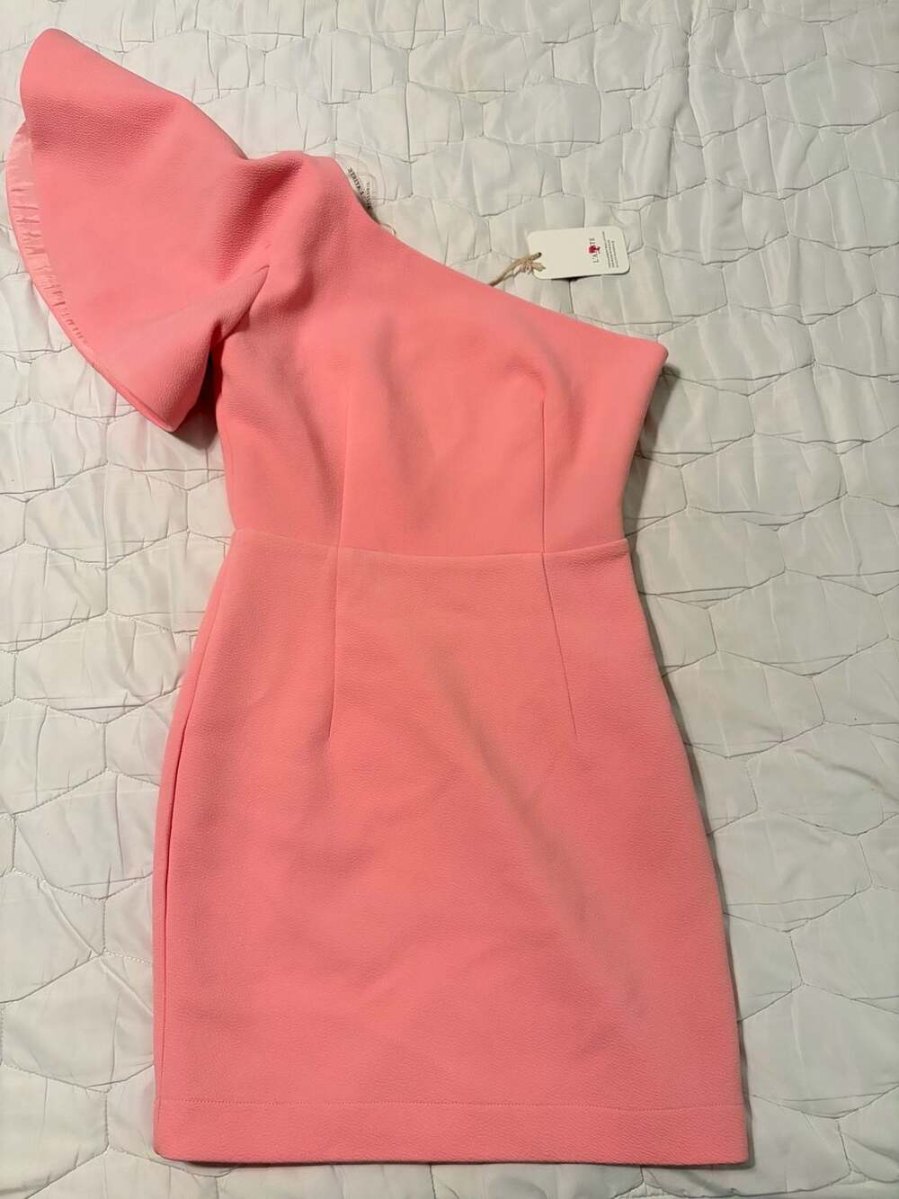 L’ATISTE by Amy Pink One Shoulder Ruffle Sleeve Mini Dress Size S NWT Romantic